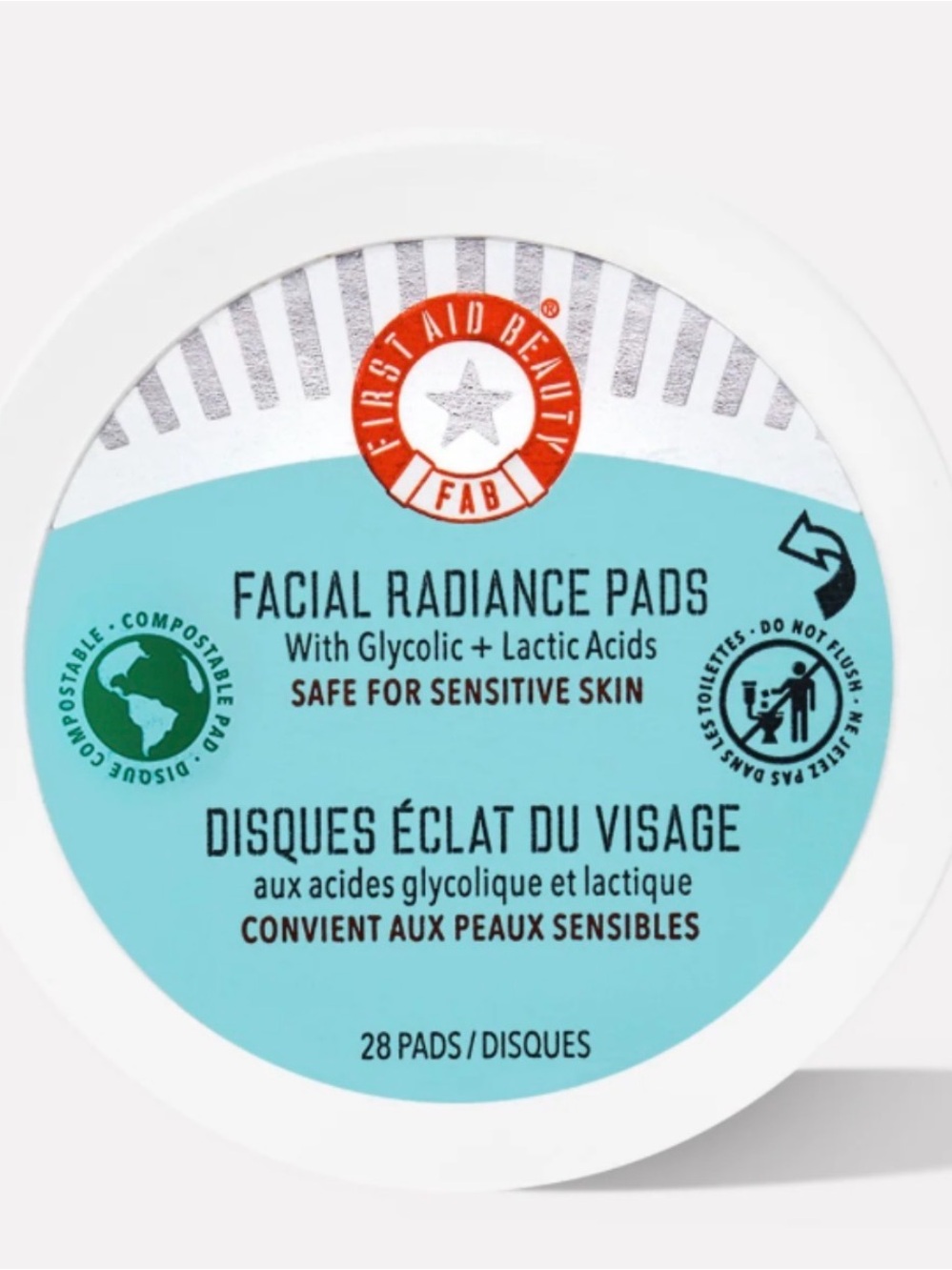 First Aid Beauty Facial Radiance Pads with Glycolic + Lactic Acids Travel Size